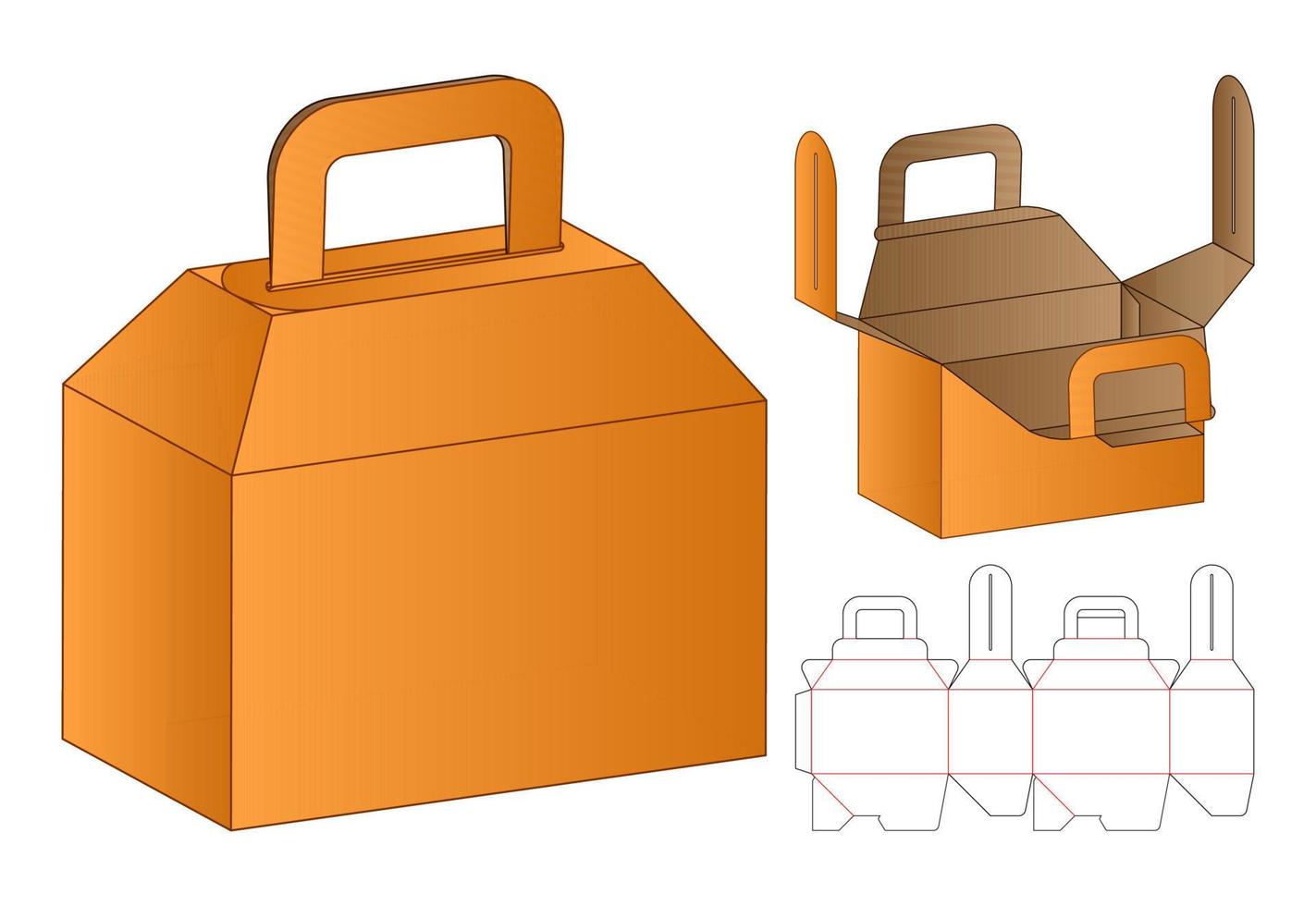 disegno del modello fustellato di imballaggio della scatola. Modello 3d vettore