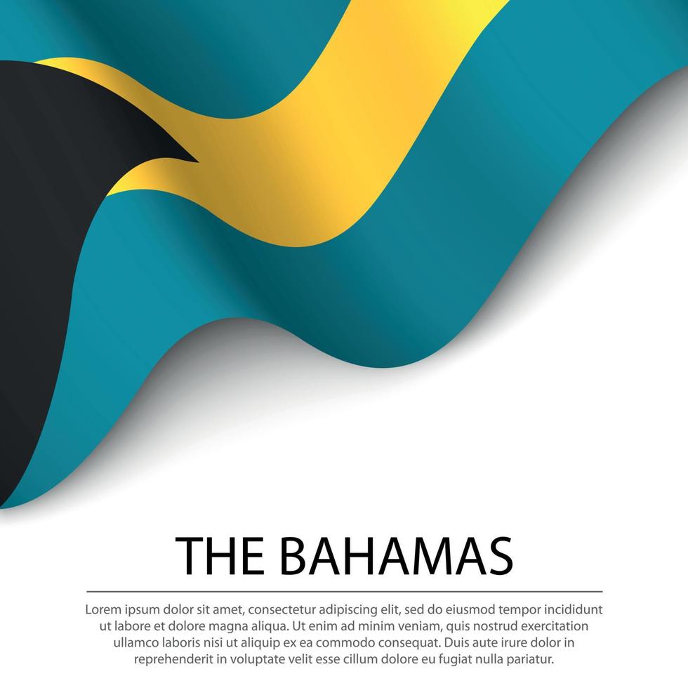 agitando bandiera di il Bahamas su bianca sfondo. bandiera o nastro vettore