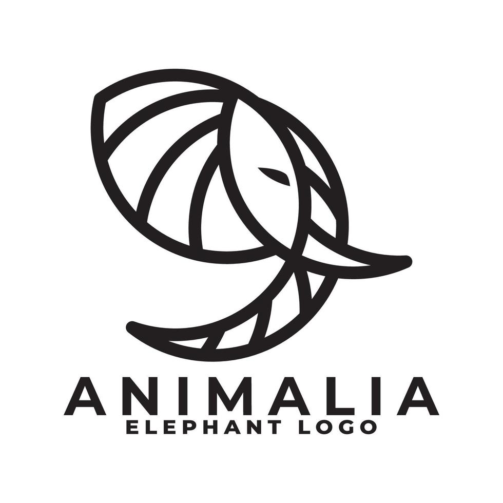 impostato monoline elefante logo design vettore