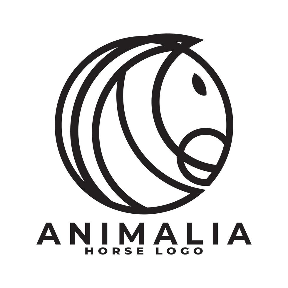 impostato monoline cavallo logo design vettore