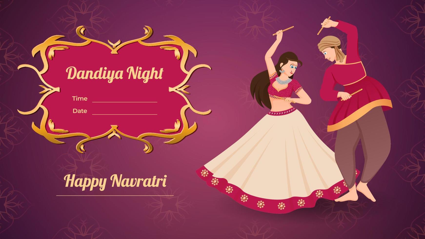 coppia dandiya notte bandiera vettore, contento navratri. vettore