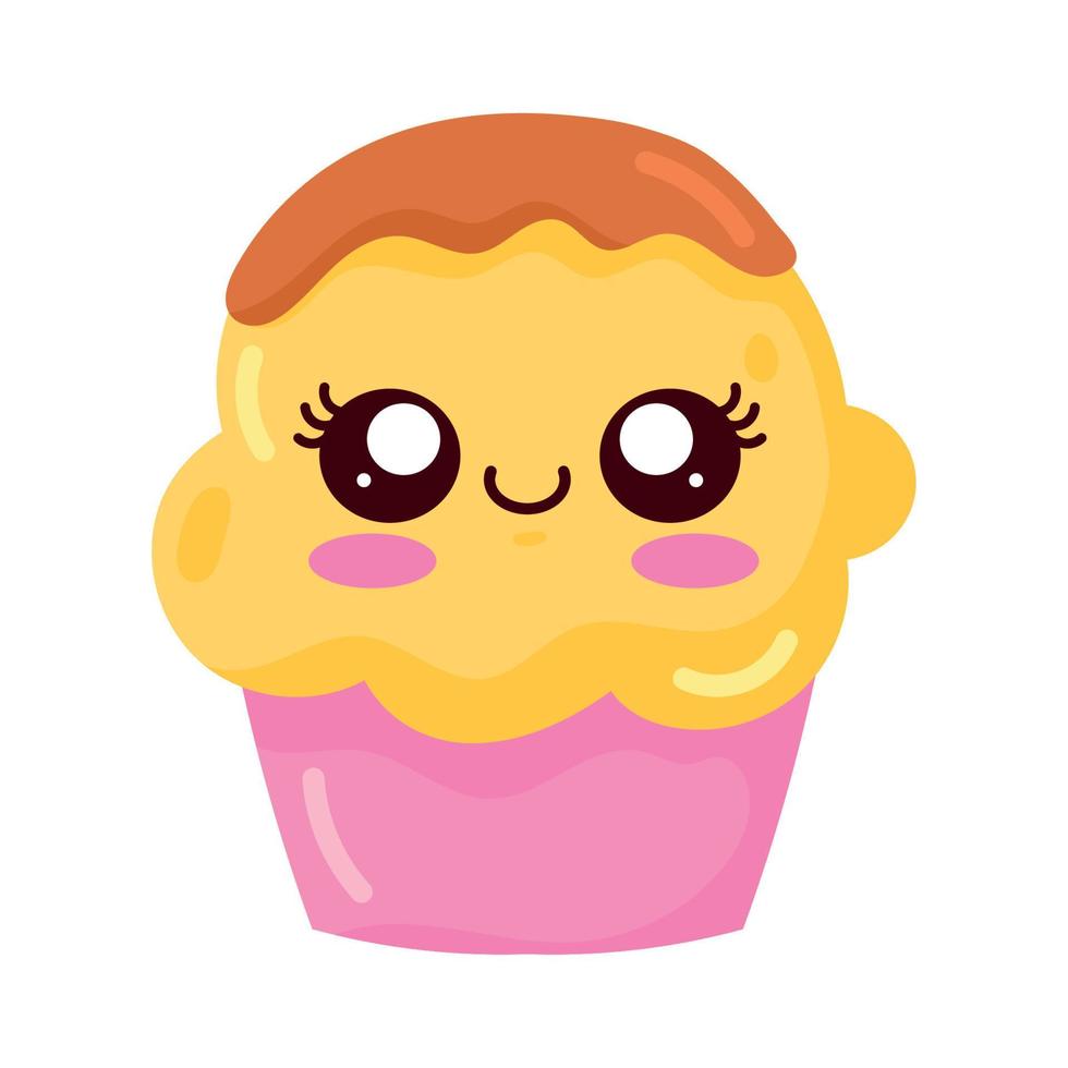 delizioso Cupcake kawaii dolce vettore
