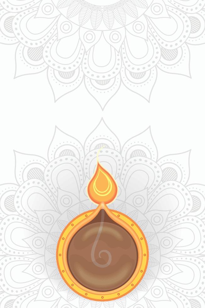 Diwali mandala e candela vettore