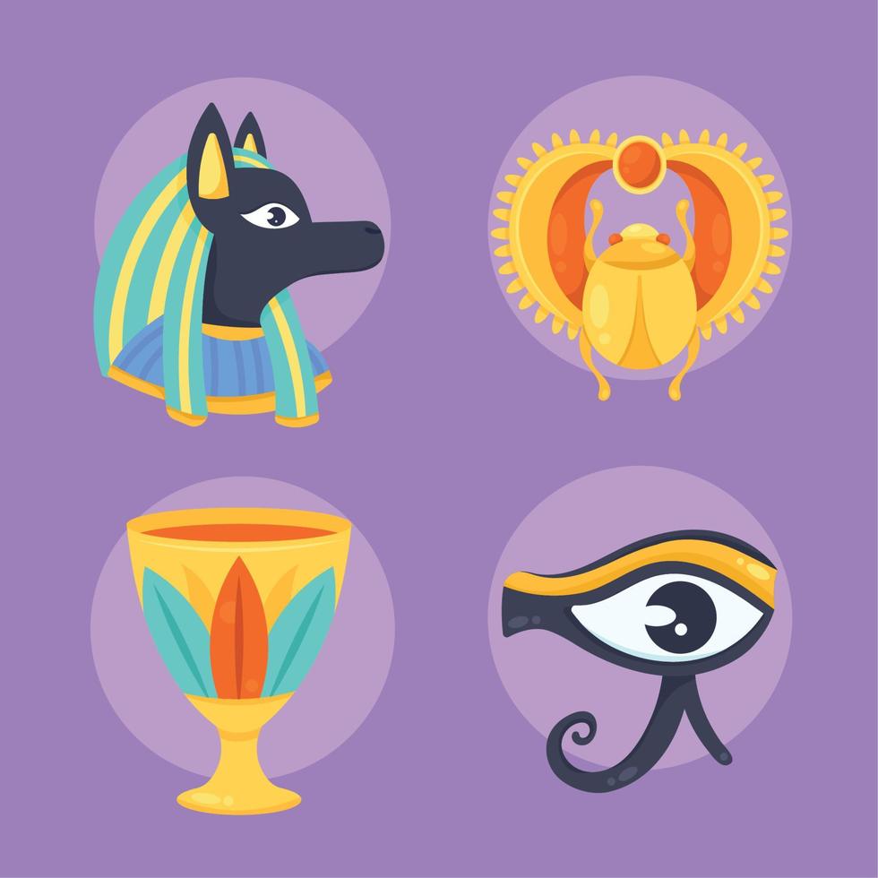 quattro egiziano cultura icone vettore