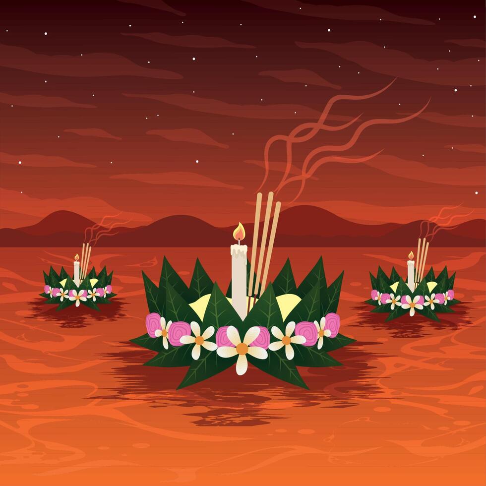 loy Krathong cartolina vettore