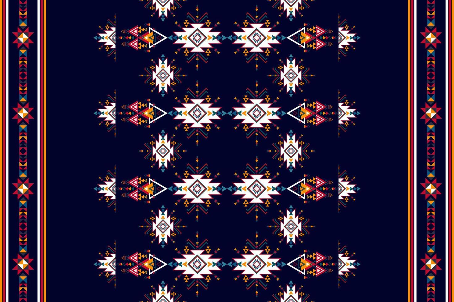 ikat etnico senza soluzione di continuità modello design. azteco tessuto tappeto boho mandala tessile arredamento sfondo. tribale nativo motivo fiore tradizionale ricamo vettore illustrato sfondo