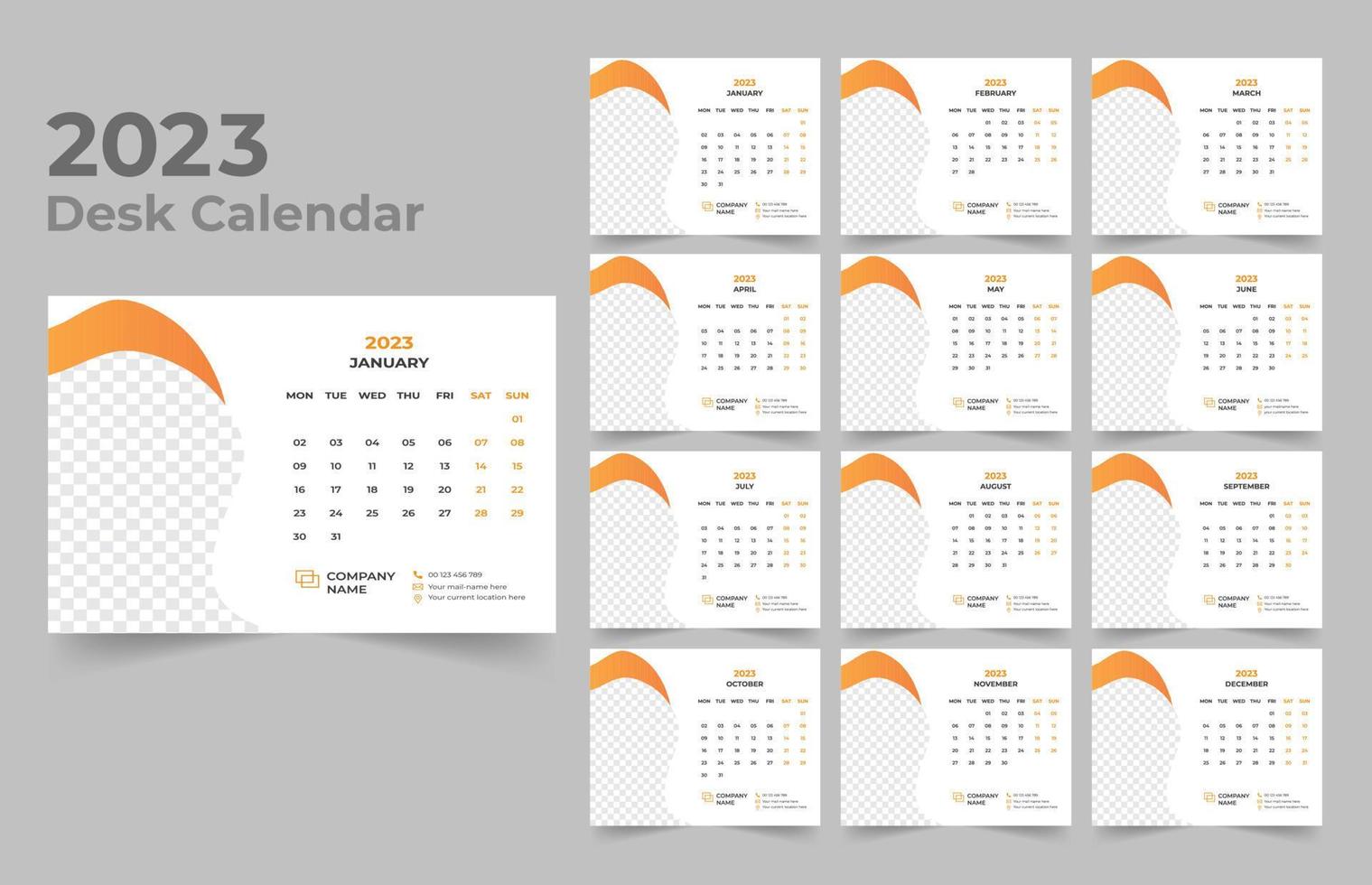 scrivania calendario 2023 modello design vettore