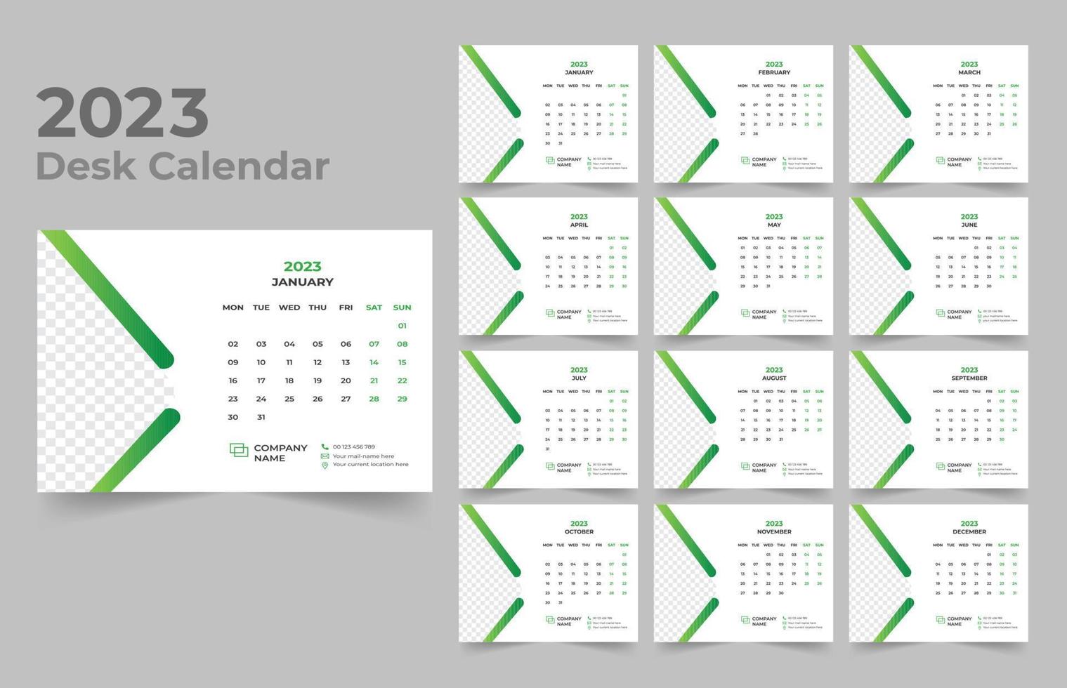 scrivania calendario 2023 modello design vettore