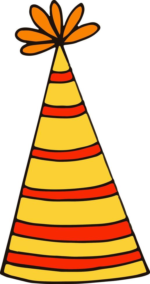 festa cappello con strisce. mano disegnato scarabocchio stile. , minimalismo, trend colore giallo, arancia. festivo divertente vettore