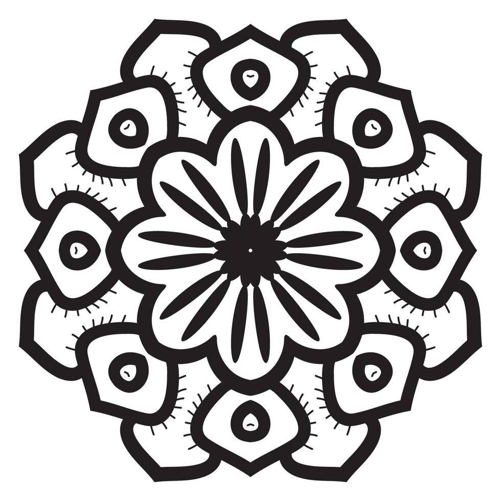 carino mandala. fiore ornamentale di doodle rotondo isolato su priorità bassa bianca. ornamento decorativo geometrico in stile etnico orientale. vettore