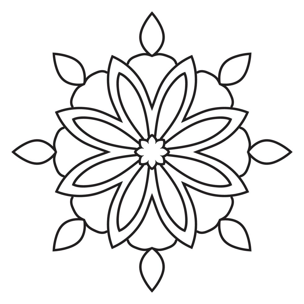 carino mandala. fiore ornamentale di doodle rotondo isolato su priorità bassa bianca. ornamento decorativo geometrico in stile etnico orientale. vettore