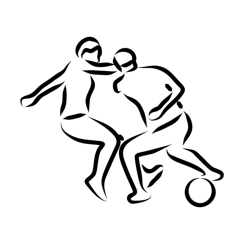 linea disegno di qualcuno giocando calcio vettore