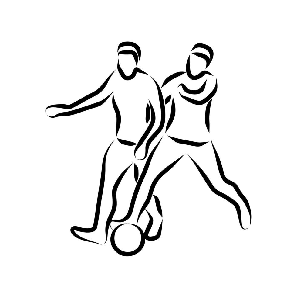 linea disegno di qualcuno giocando calcio vettore