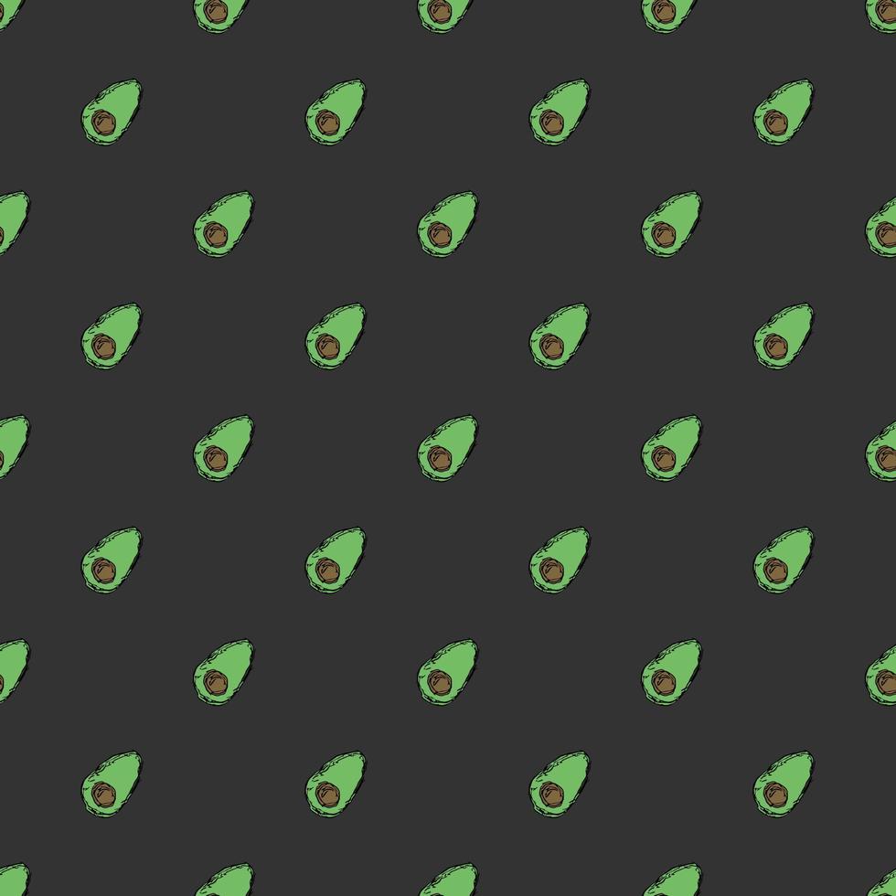 modello avocado senza cuciture. sfondo di avocado colorato. doodle illustrazione vettoriale con frutta
