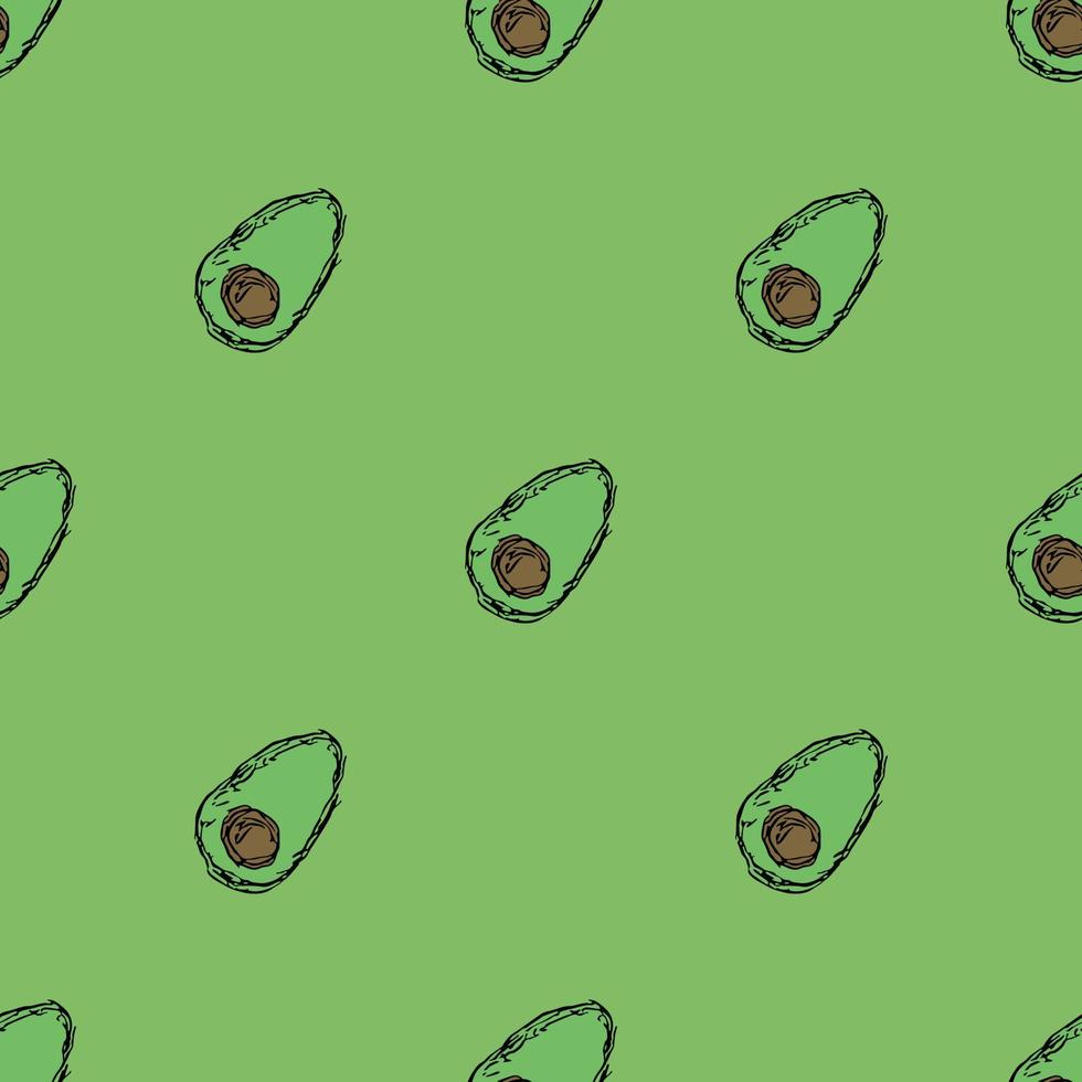 modello avocado senza cuciture. sfondo di avocado colorato. doodle illustrazione vettoriale con frutta