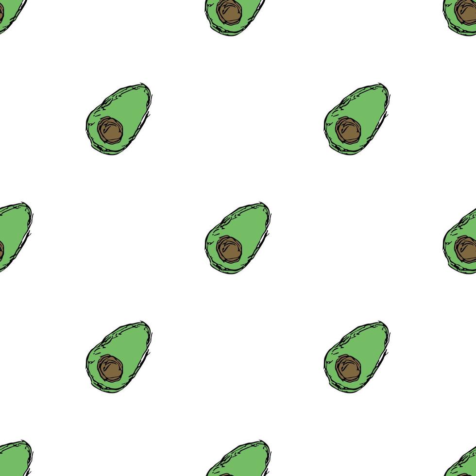 modello avocado senza cuciture. sfondo di avocado colorato. doodle illustrazione vettoriale con frutta