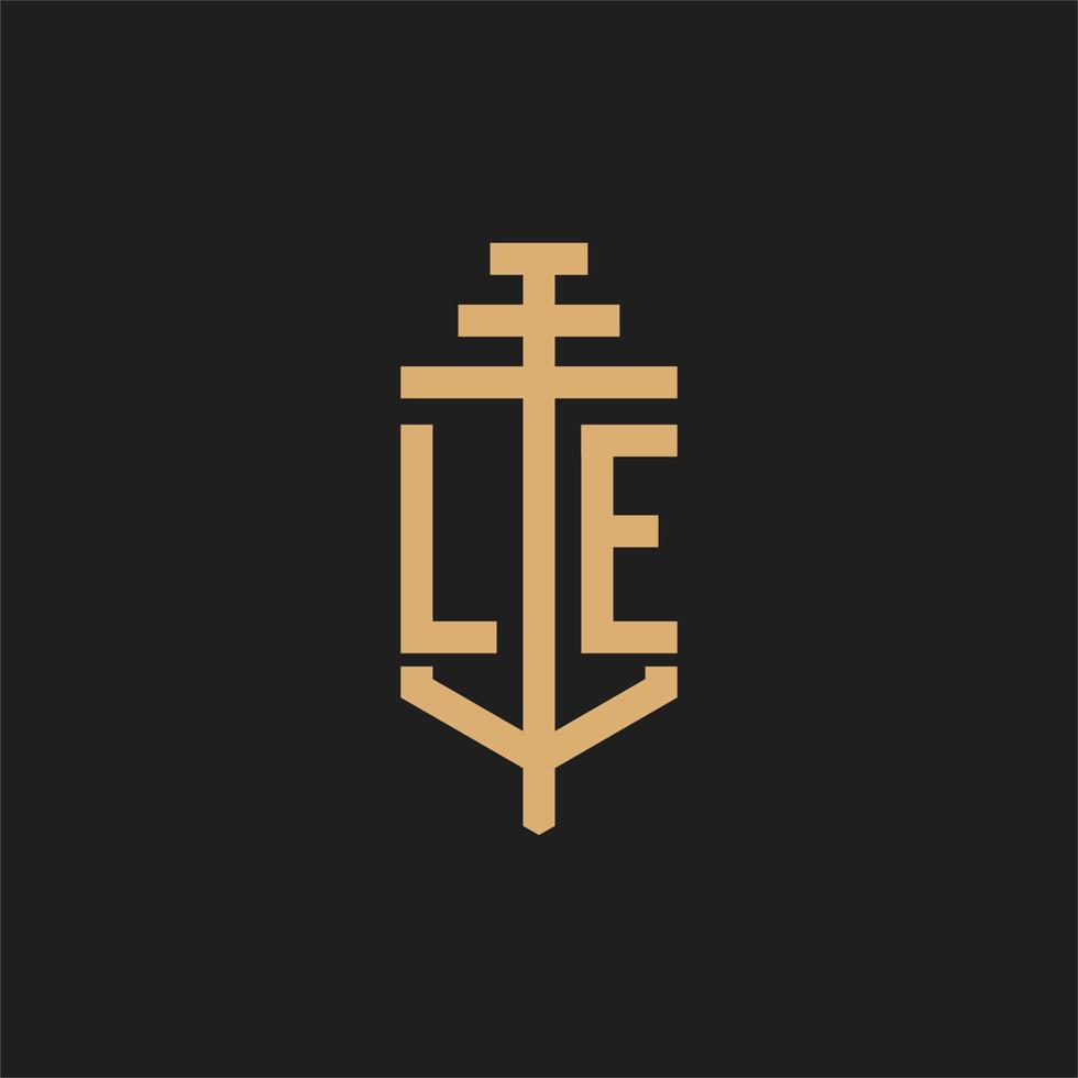 le logo iniziale monogramma con il vettore di disegno dell'icona del pilastro