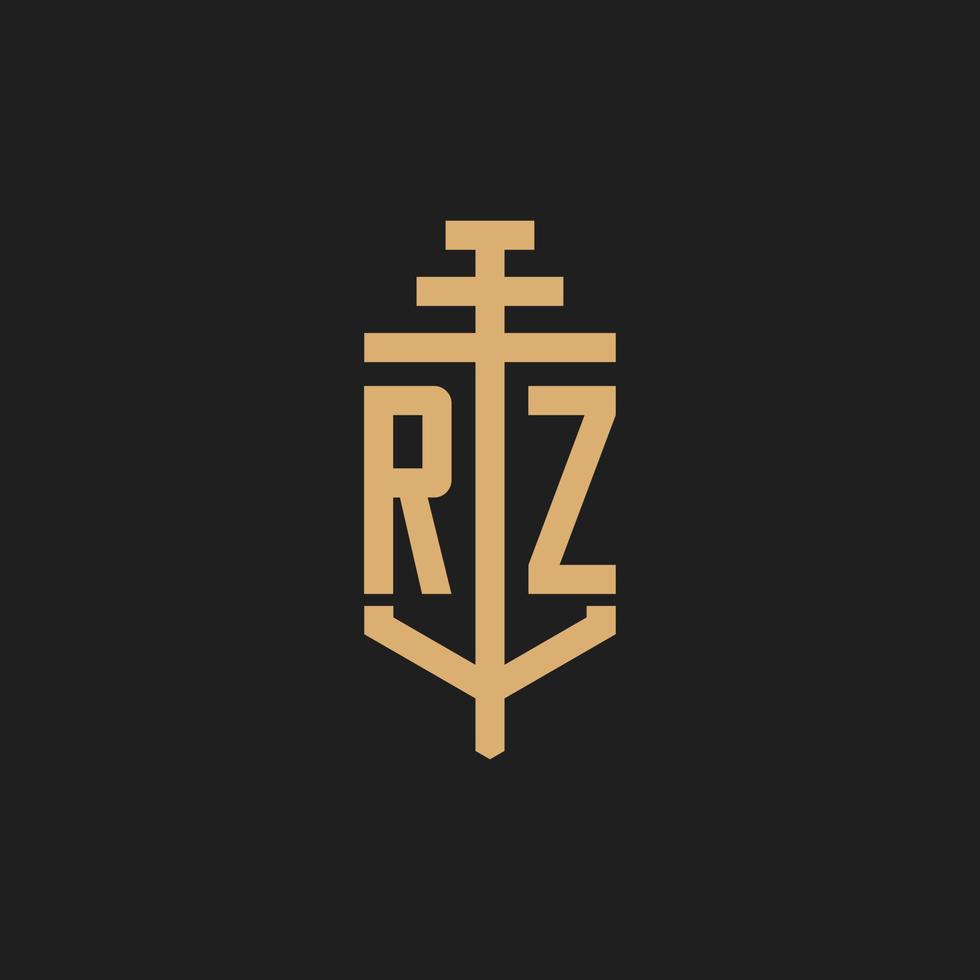 rz logo iniziale monogramma con pilastro icona disegno vettoriale