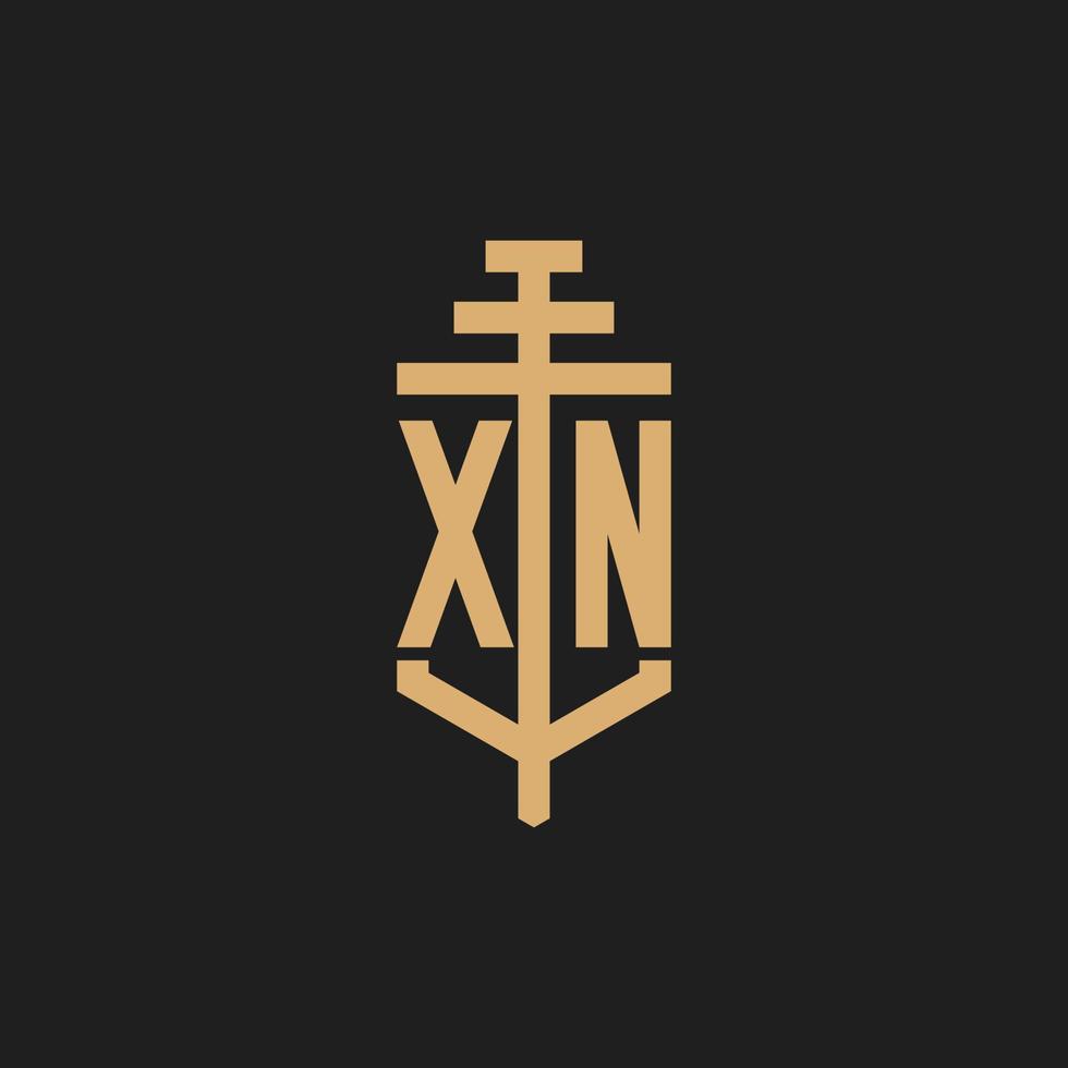 xn logo iniziale monogramma con pilastro icona disegno vettoriale