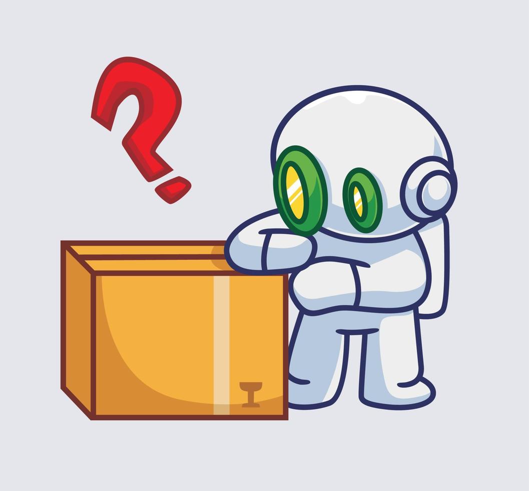 carino astronauta robot ottenere un' pacchetto. isolato cartone animato persona illustrazione. piatto stile adatto per etichetta icona design premio logo vettore