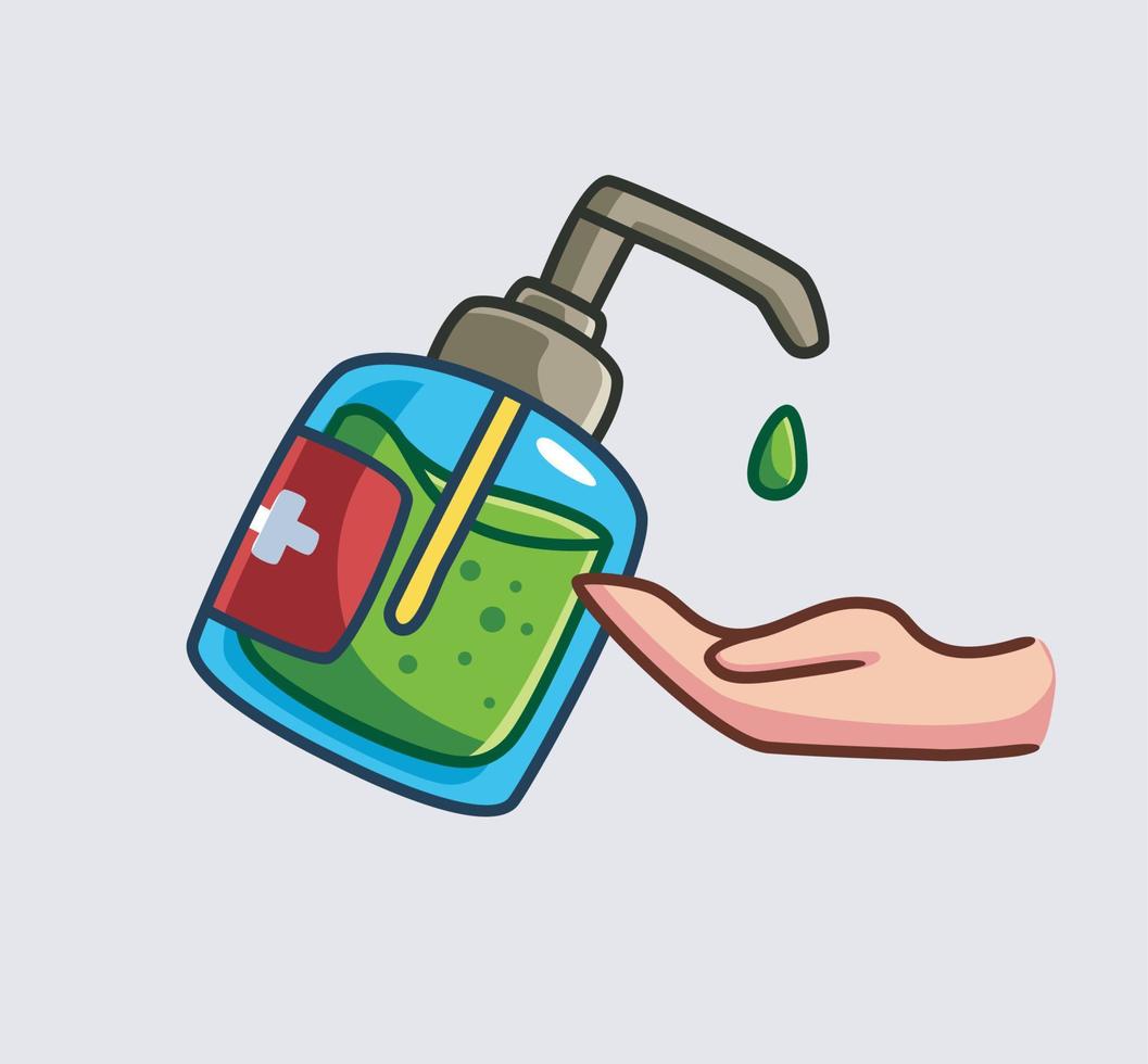 carino mano disinfettante icona. isolato cartone animato oggetto illustrazione. piatto stile adatto per etichetta icona design premio logo vettore