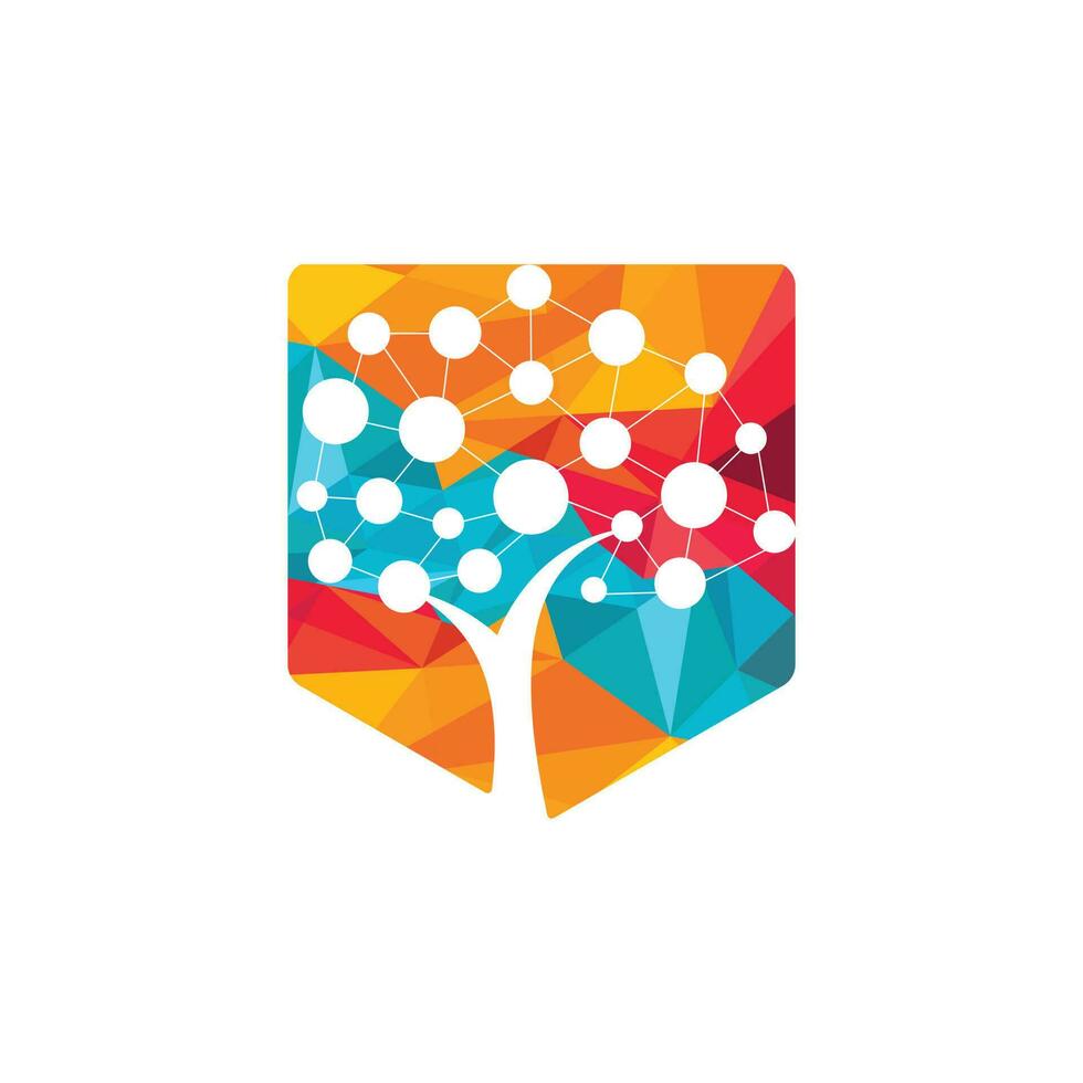 digitale albero logo design. tecnologia, natura, senza fili, Internet, Rete vettore logo modello.