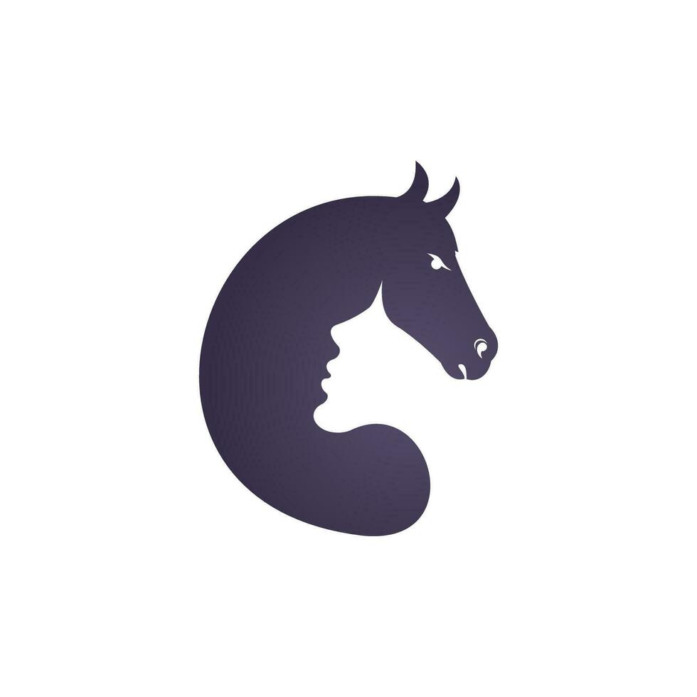 donne nel cavallo vettore logo design. cavallo cura o cavallo formazione logo concetto.