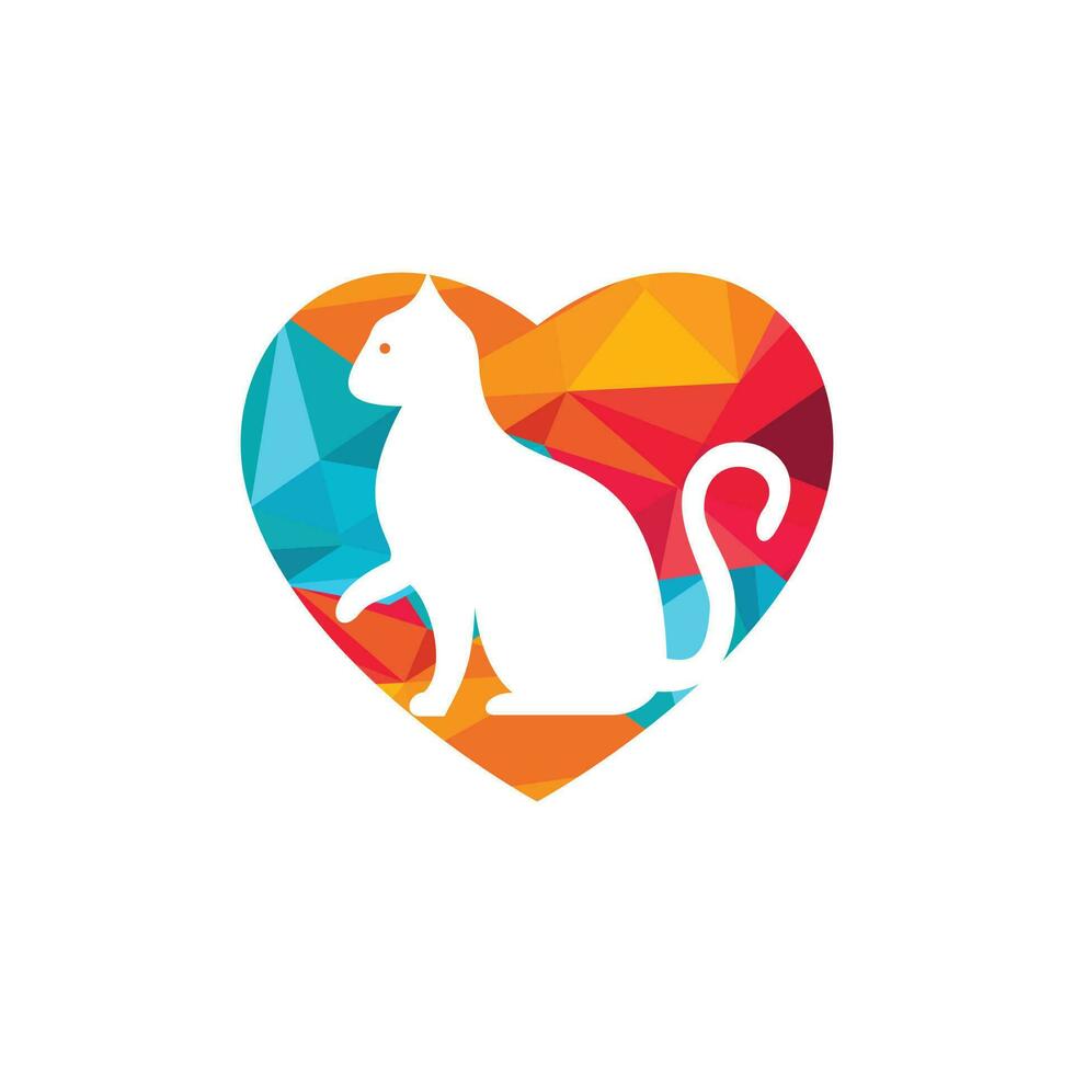 gatto cuore forma vettore logo design. animale domestico negozio logo design. animale animale domestico cura logo.