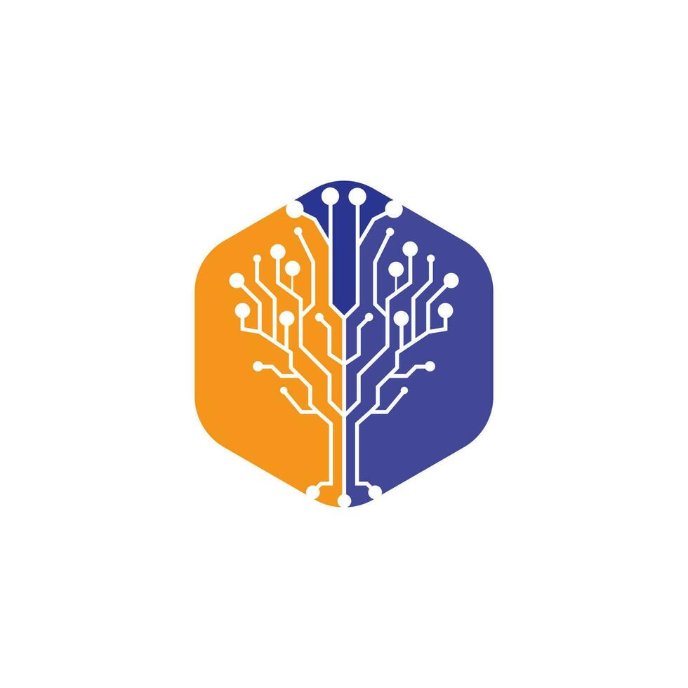digitale albero vettore logo design. tecnologia logo modello design vettore.