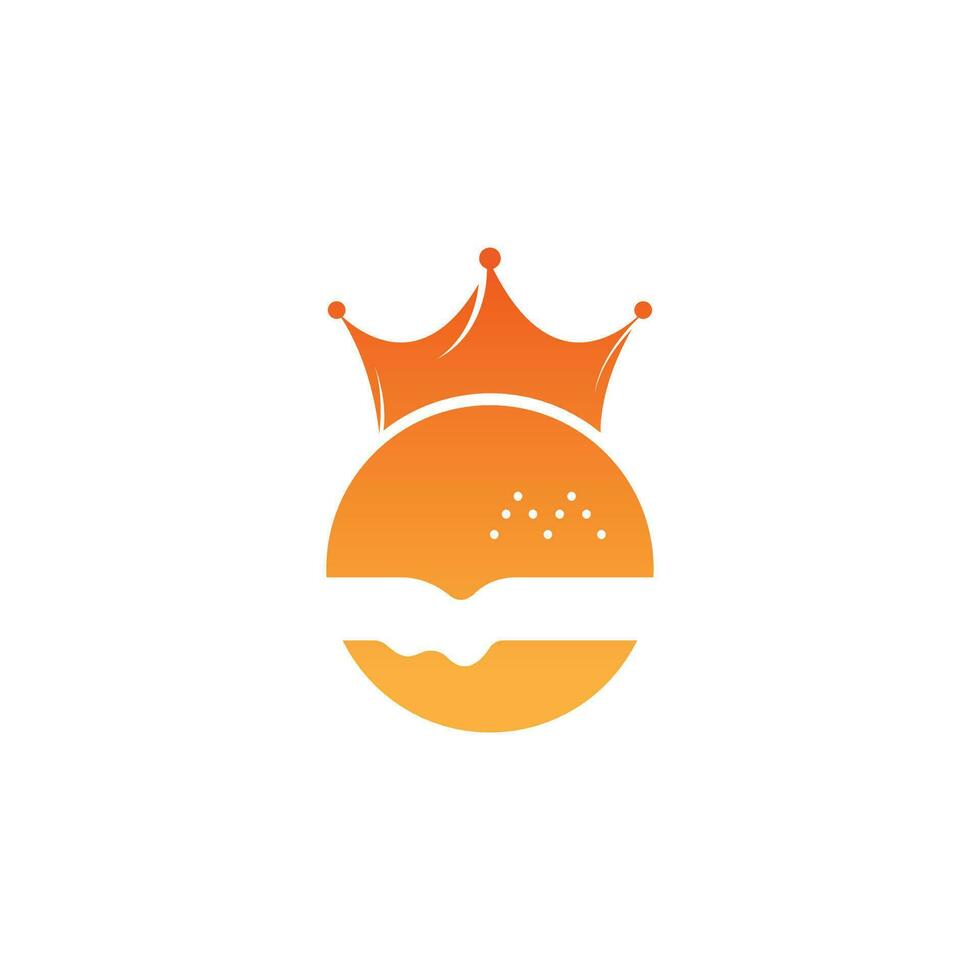 hamburger re vettore logo design. hamburger con corona icona logo concetto.