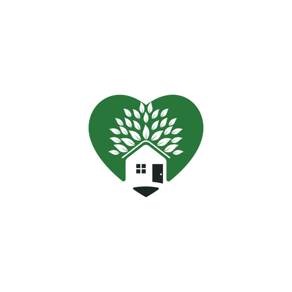 albero Casa cuore forma logo design. eco Casa logo design. vettore