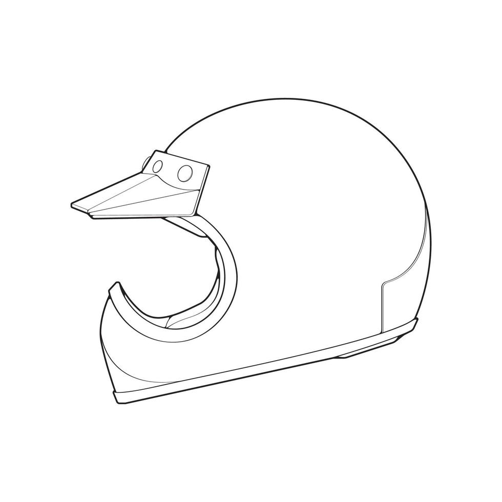 modello casco pieno viso, linea arte casco vettore illustrazione, linea arte vettore, casco vettore
