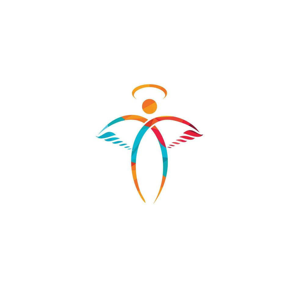 astratto angelo vettore logo design. rappresenta il concetto di religione, gentilezza e beneficenza.