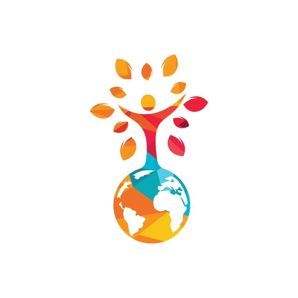 globale umano albero vettore logo design modello.