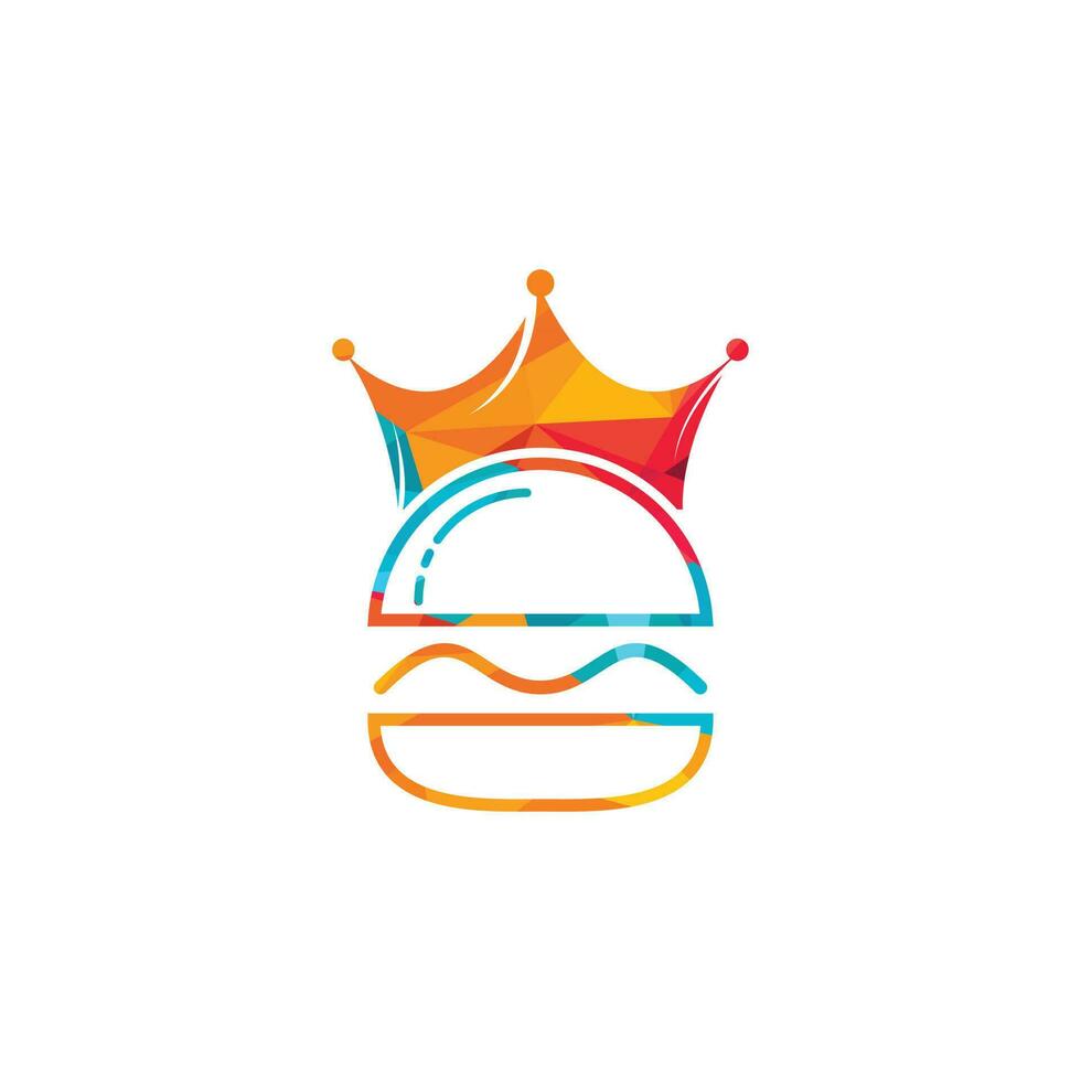 hamburger re vettore logo design. hamburger con corona icona logo concetto.