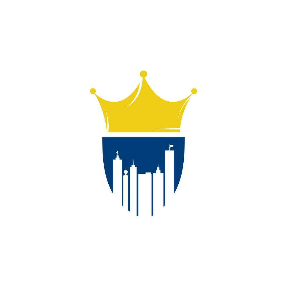 urbano re logo vettore design. corona città logo concetto.