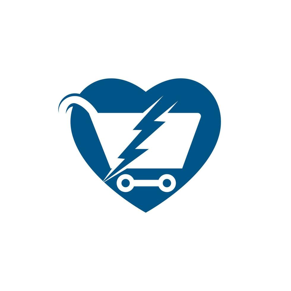 veloce shopping vettore logo design. shopping carrello con veloce e cuore logo icona.
