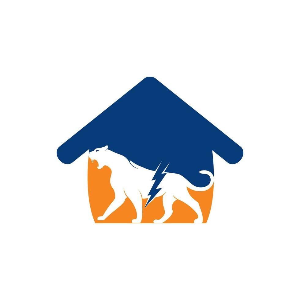 ghepardo tuono con casa forma vettore logo design. ghepardo elettrico energia logo vettore design.