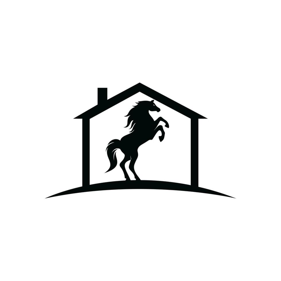 cavallo e casa vettore logo design. cavallo logo accompagnato Casa concetti.