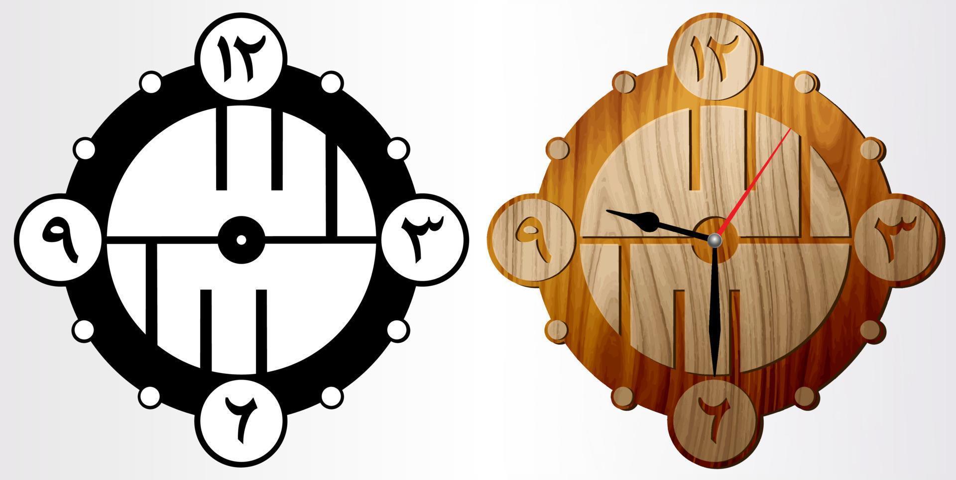 calligrafico parete orologio. arredamento per casa o ufficio. modello per Di legno, metallo piatto o acrilico laser taglio vettore