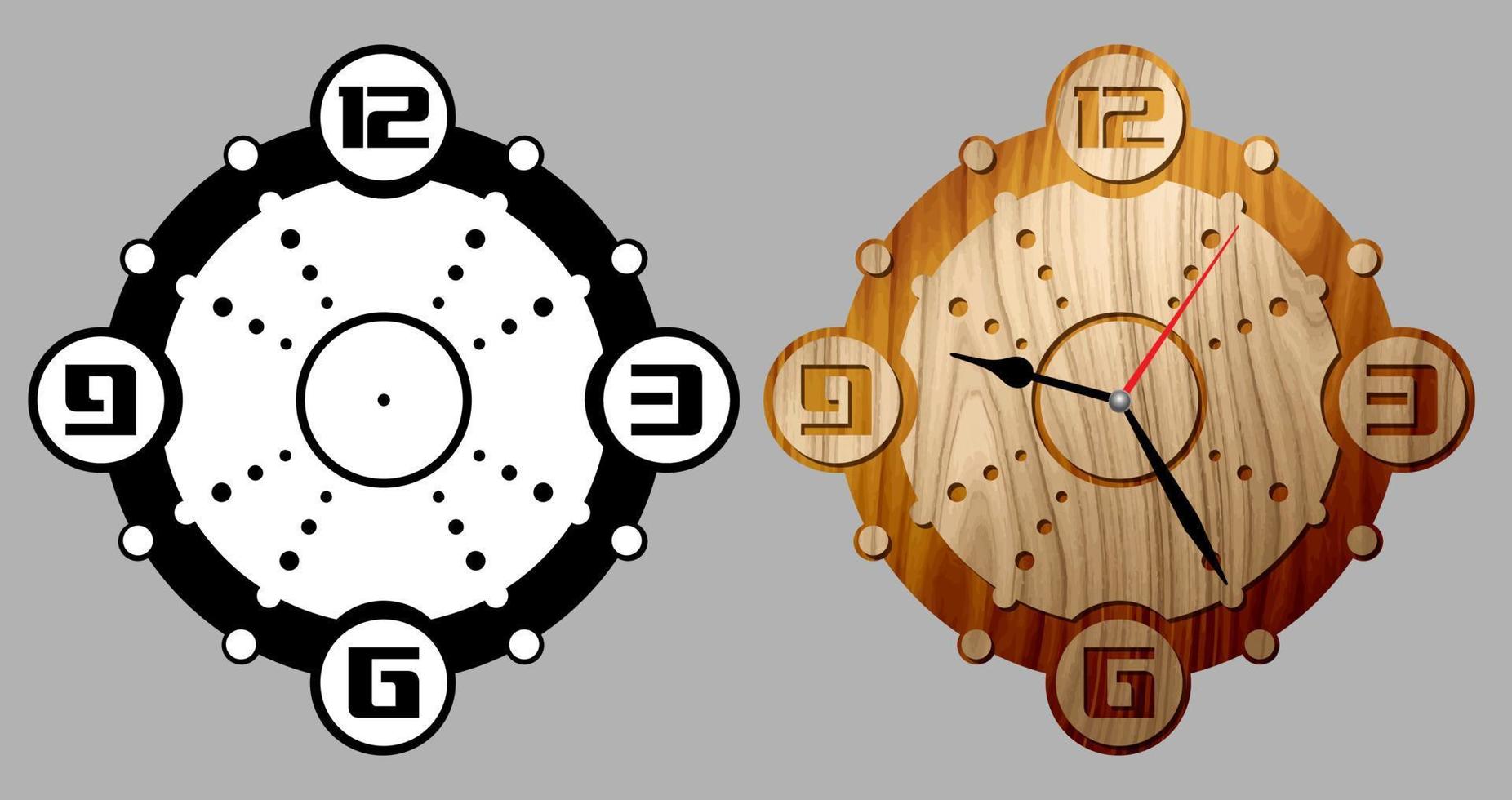 Due strati decorativo cerchi parete orologio. decorazione per casa o ufficio. modello per Di legno, metallo piatto o acrilico laser taglio vettore