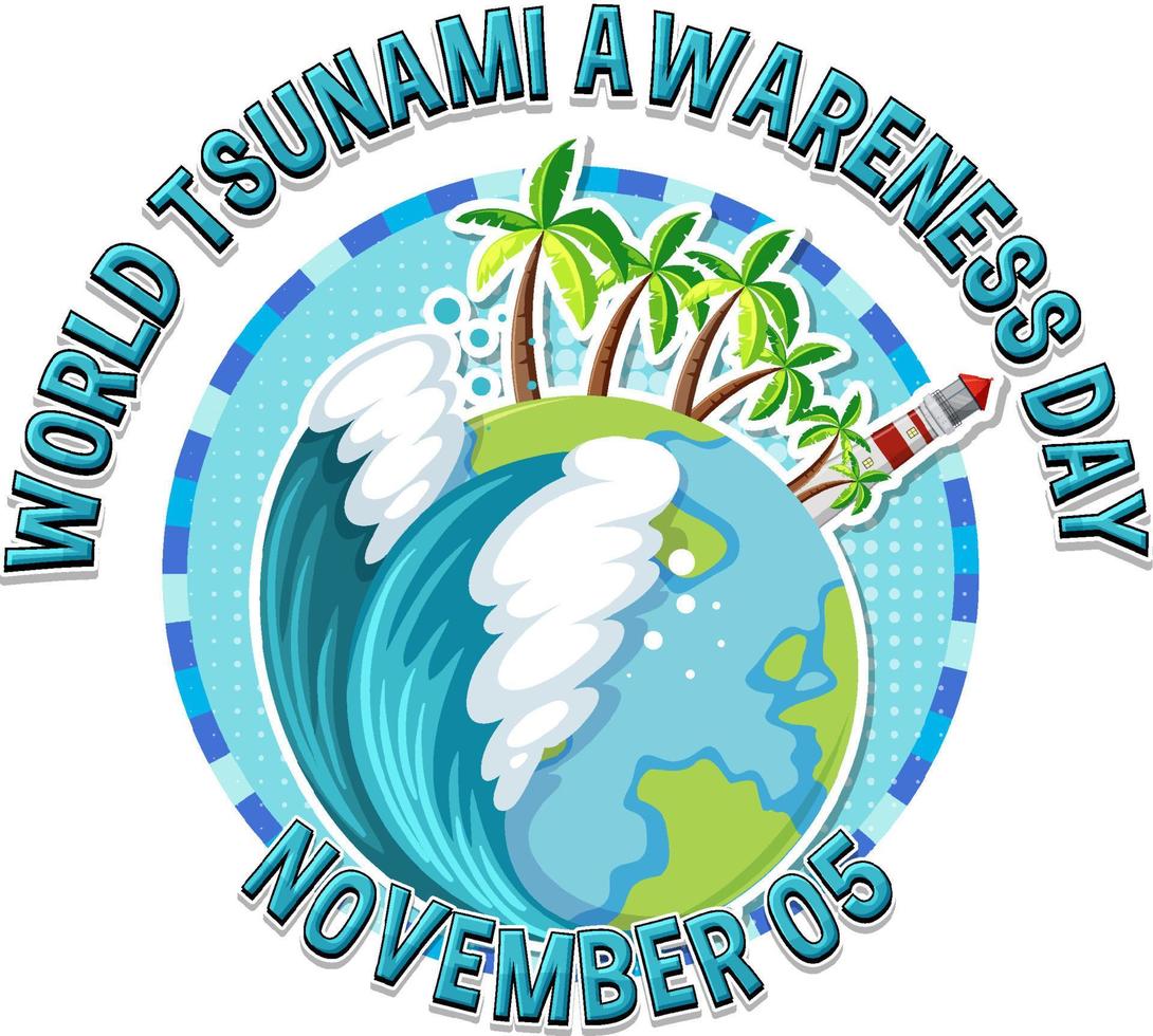 mondo tsunami consapevolezza giorno logo design vettore
