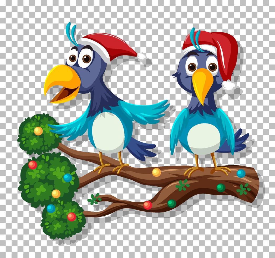 Due blu uccelli indossare Natale cappelli vettore