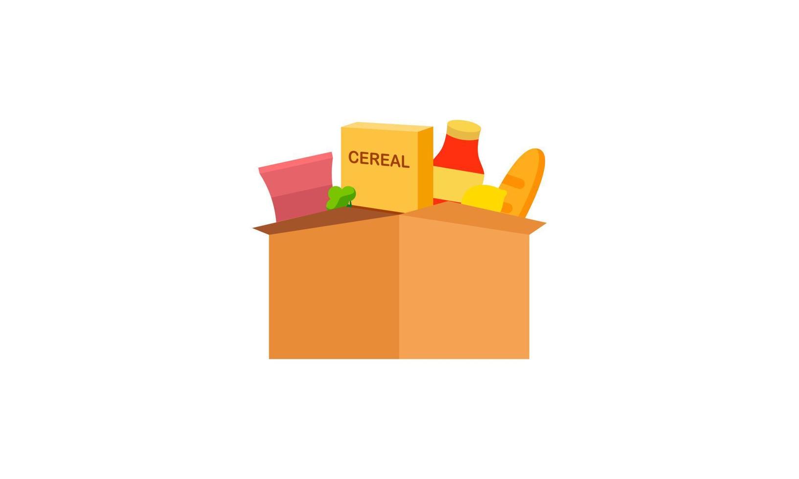 cartone animato di donazione cibo scatola isolato su bianca sfondo vettore