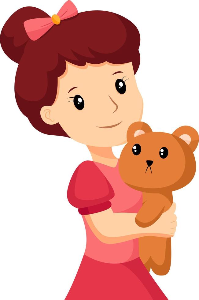 poco ragazza con Bambola personaggio design illustrazione vettore