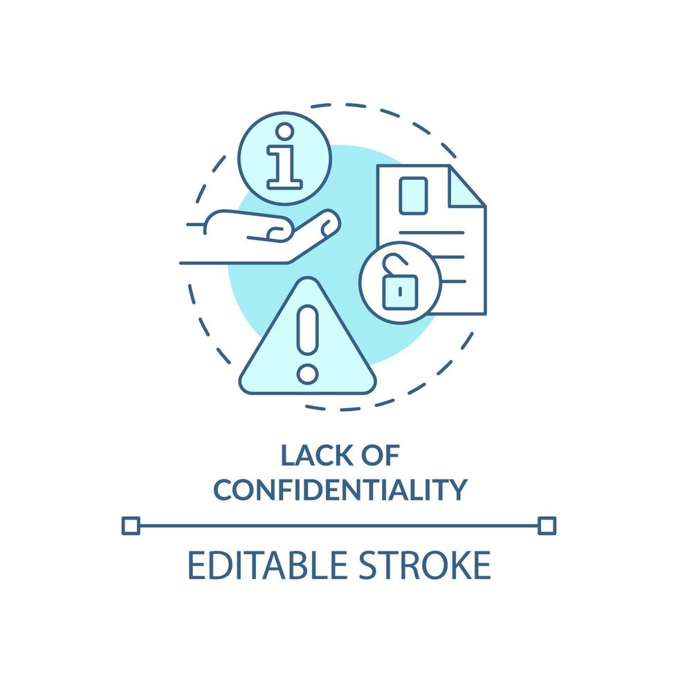 mancanza di riservatezza turchese concetto icona. cooperativa società svantaggio astratto idea magro linea illustrazione. isolato schema disegno. modificabile ictus. vettore