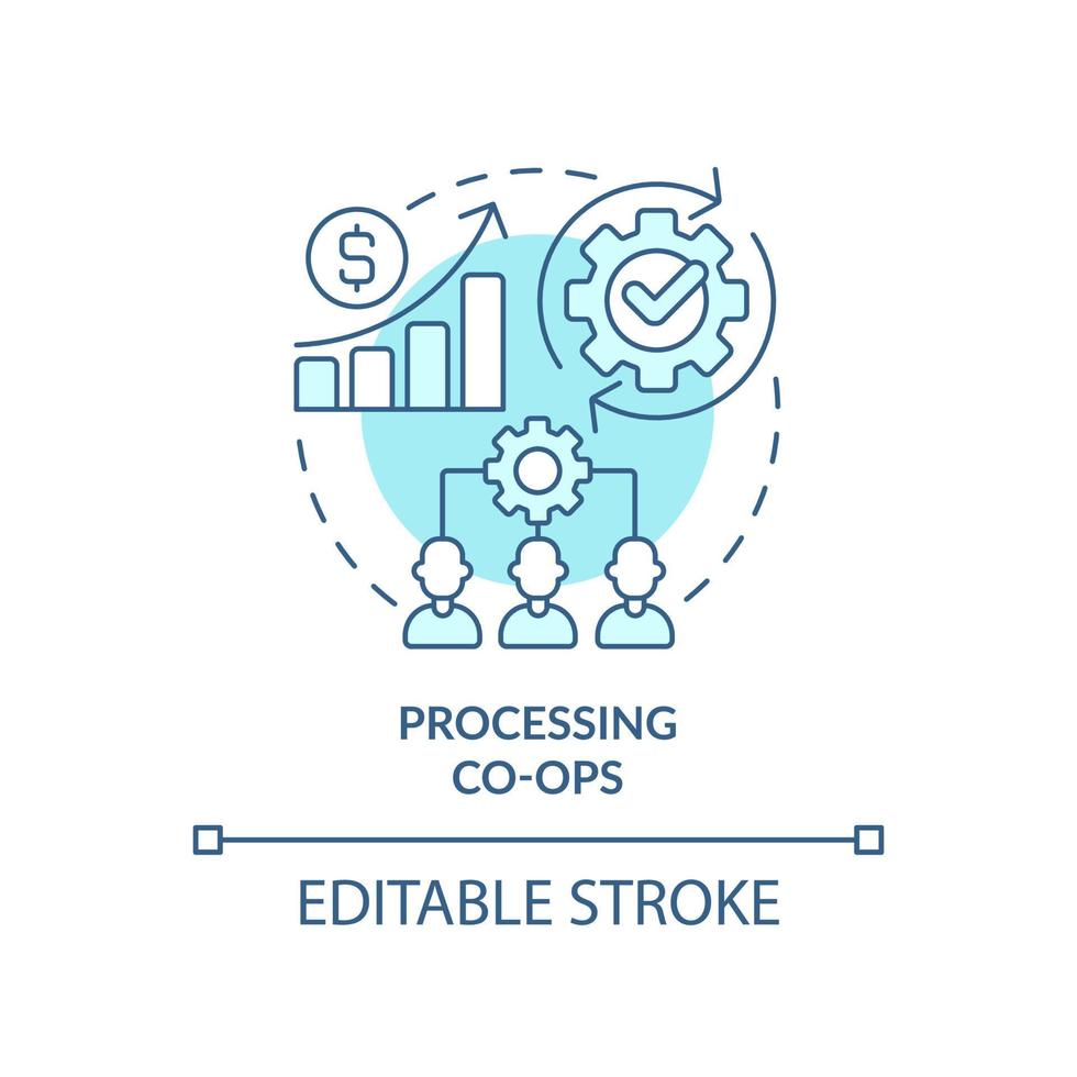 in lavorazione cooperative turchese concetto icona. collettivo Proprietà di attrezzatura astratto idea magro linea illustrazione. isolato schema disegno. modificabile ictus. vettore