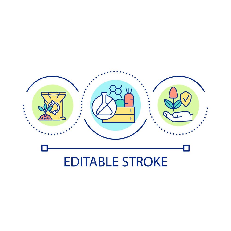 biologico e naturale fertilizzanti per impianti ciclo continuo concetto icona. in crescita booster. integratori astratto idea magro linea illustrazione. isolato schema disegno. modificabile ictus. vettore