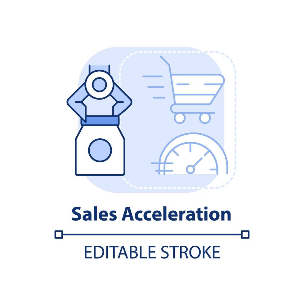 icona del concetto azzurro di accelerazione delle vendite. strumento di vendita idea astratta linea sottile illustrazione. migliorando l'efficacia. disegno di contorno isolato. tratto modificabile. vettore