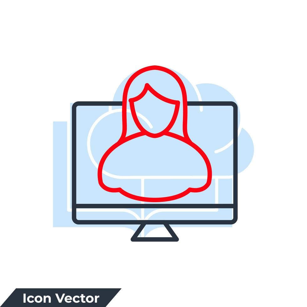 distanza formazione scolastica icona logo vettore illustrazione. seminario web simbolo modello per grafico e ragnatela design collezione